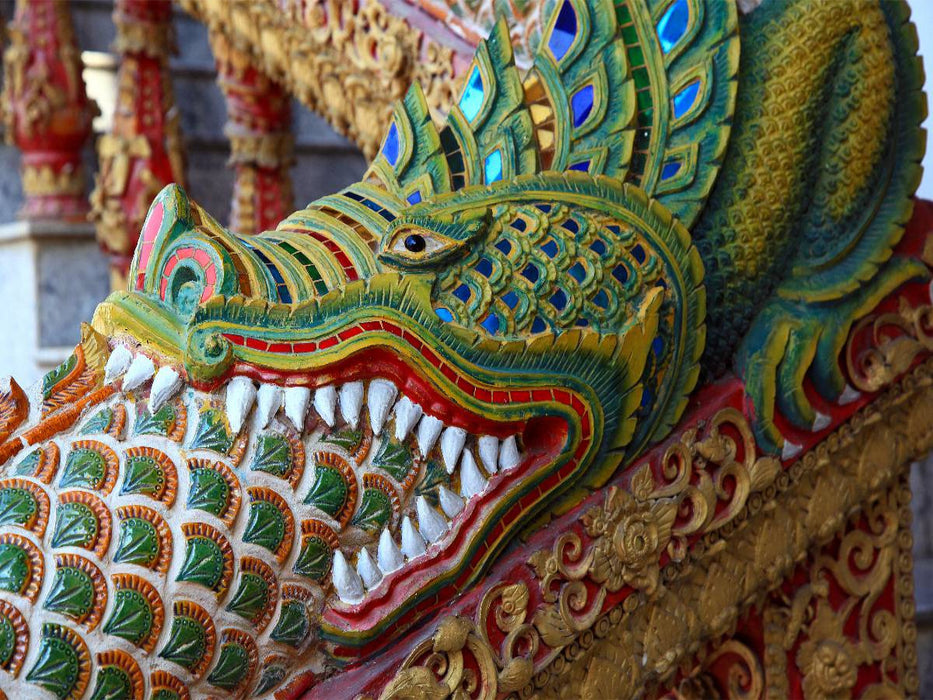 Thailand, Drache vor dem Tempel - CALVENDO Foto-Puzzle'