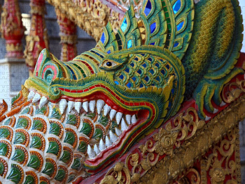 Thailand, Drache vor dem Tempel - CALVENDO Foto-Puzzle'