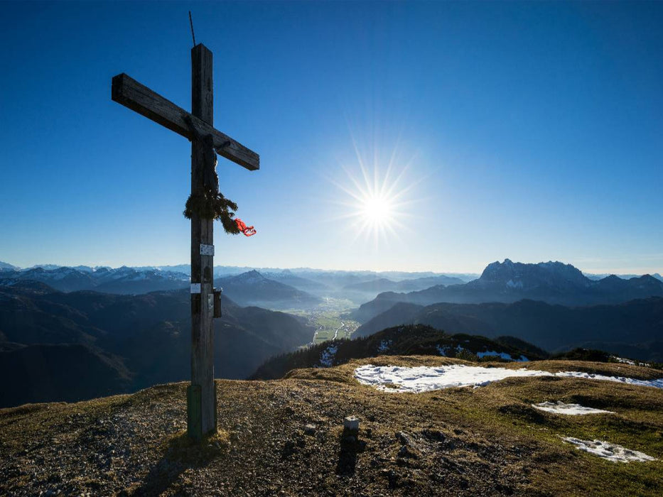 Gipfelkreuz im Sonnenuntergang - CALVENDO Foto-Puzzle'