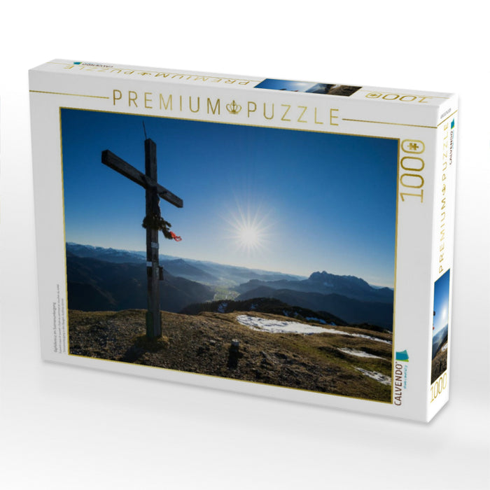 Gipfelkreuz im Sonnenuntergang - CALVENDO Foto-Puzzle'