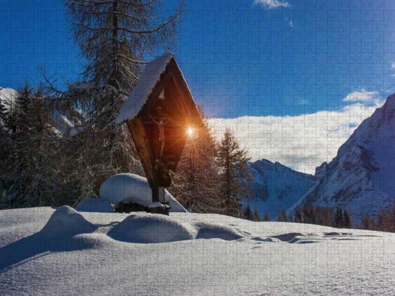 Wegkreuz in den Bergen / Südtirol - CALVENDO Foto-Puzzle'