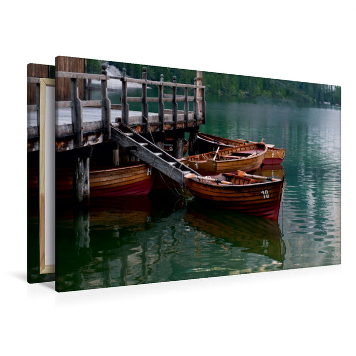 Premium Textil-Leinwand Ruderboote im See