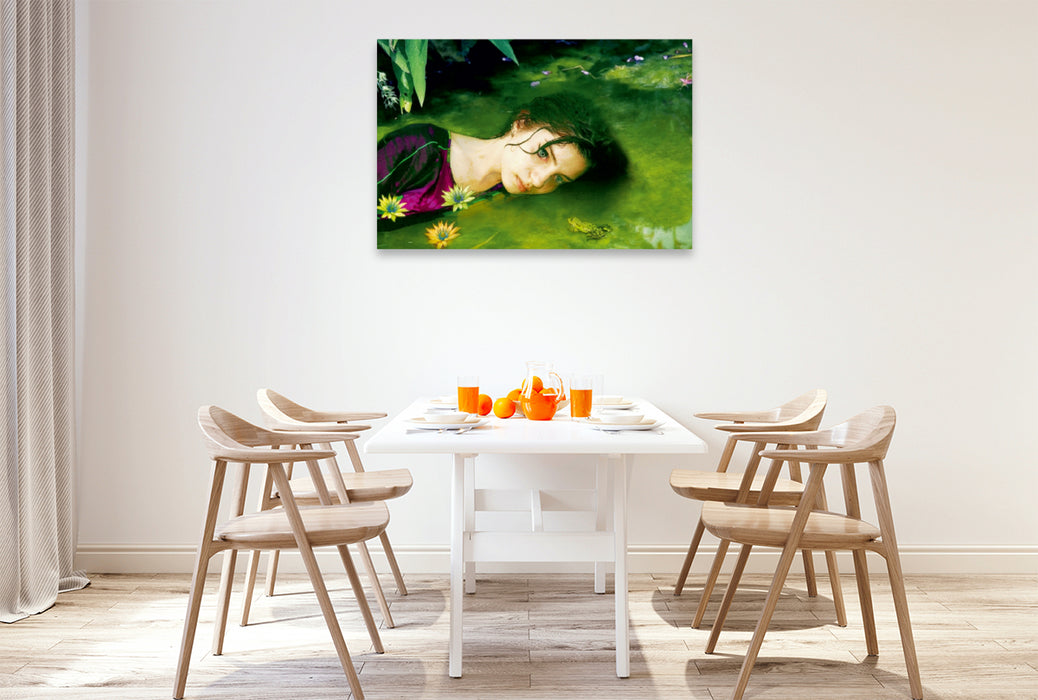 Premium Textil-Leinwand Premium Textil-Leinwand 120 cm x 80 cm quer Beobachtende Meerjungfrau