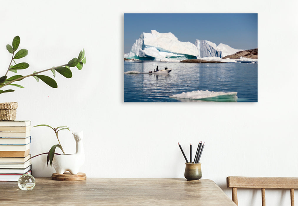 Premium Textil-Leinwand Premium Textil-Leinwand 90 cm x 60 cm quer Auf dem Heimweg durch den Eisfjord Ilulissat