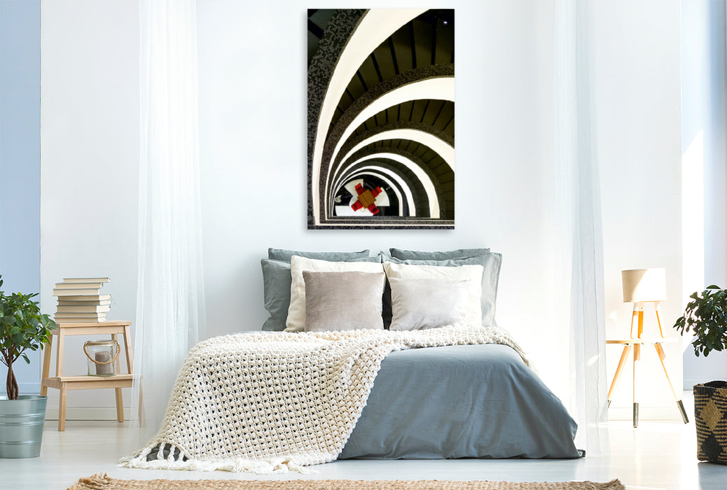 Premium Textil-Leinwand Premium Textil-Leinwand 80 cm x 120 cm  hoch Spiralförmiges Treppenhaus
