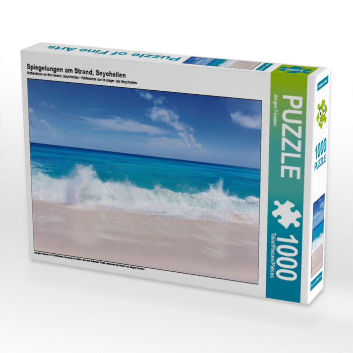 Reflets sur la plage, Seychelles - Puzzle photo CALVENDO 