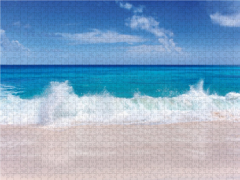 Reflets sur la plage, Seychelles - Puzzle photo CALVENDO 