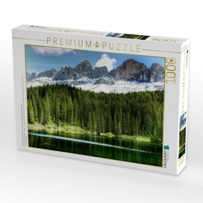 Karersee mit Rosengarten - erreichbar über Karerpass oder Bozen - CALVENDO Foto-Puzzle'