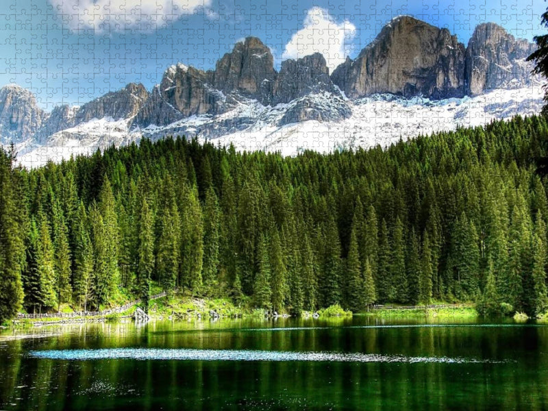 Karersee mit Rosengarten - erreichbar über Karerpass oder Bozen - CALVENDO Foto-Puzzle'