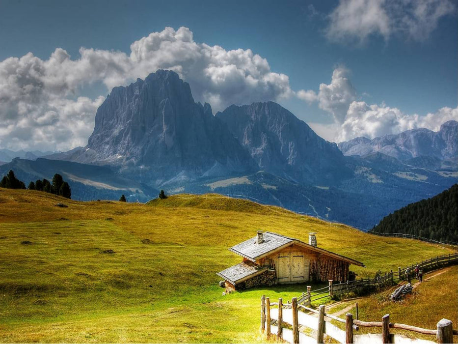 Langkofel - Cisles Alm - Gröden - CALVENDO Foto-Puzzle'