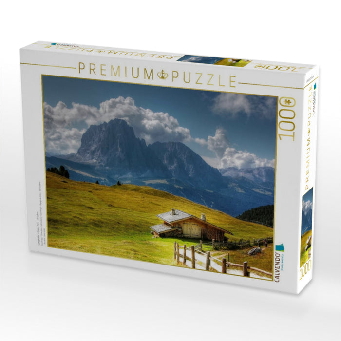 Langkofel - Cisles Alm - Gröden - CALVENDO Foto-Puzzle'