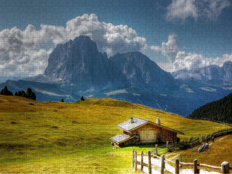 Langkofel - Cisles Alm - Gröden - CALVENDO Foto-Puzzle'