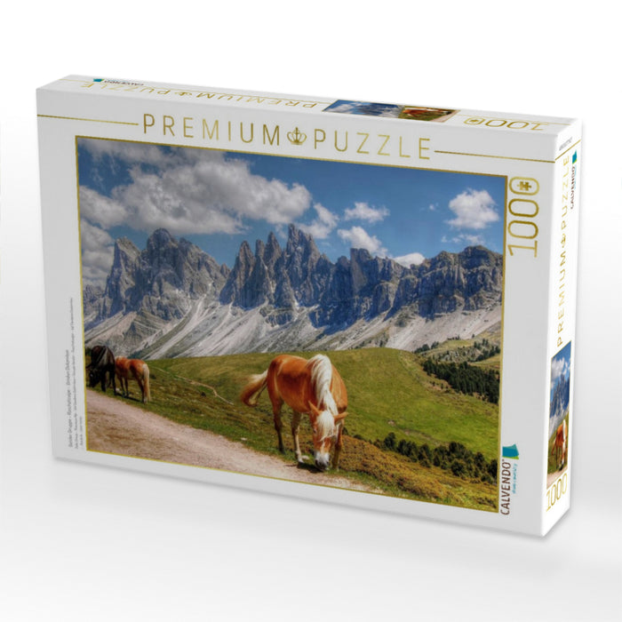 Geisler Gruppe - Raschötzalpe - Gröden Dolomiten - CALVENDO Foto-Puzzle'