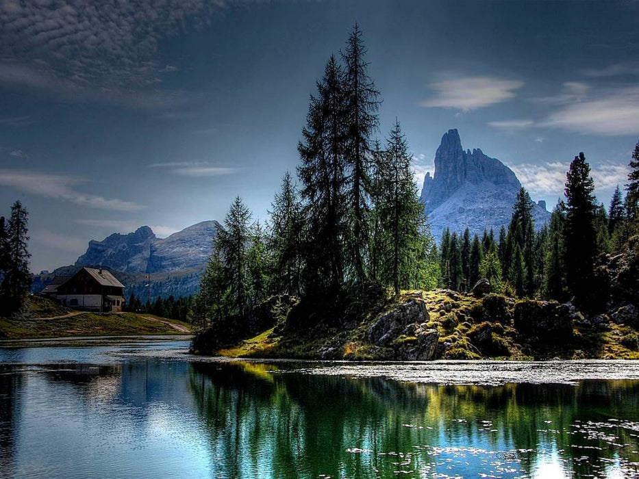 Lago di Federa mit Becco di Mezzodi - erreichbar von Cortina oder Passo Giau - CALVENDO Foto-Puzzle'