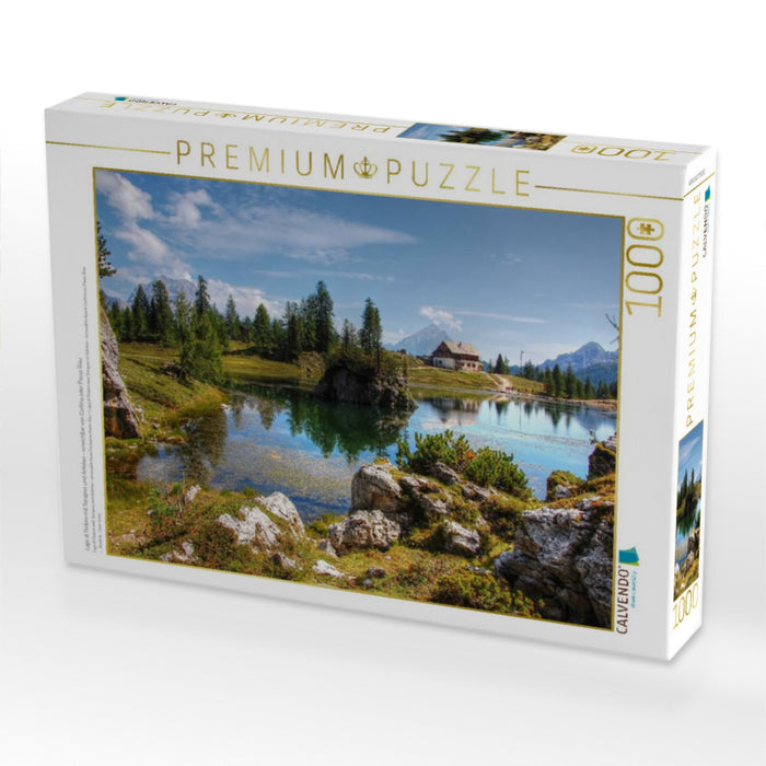 Lago di Federa mit Sorapiss und Antelao - erreichbar von Cortina oder Passo Giau - CALVENDO Foto-Puzzle'
