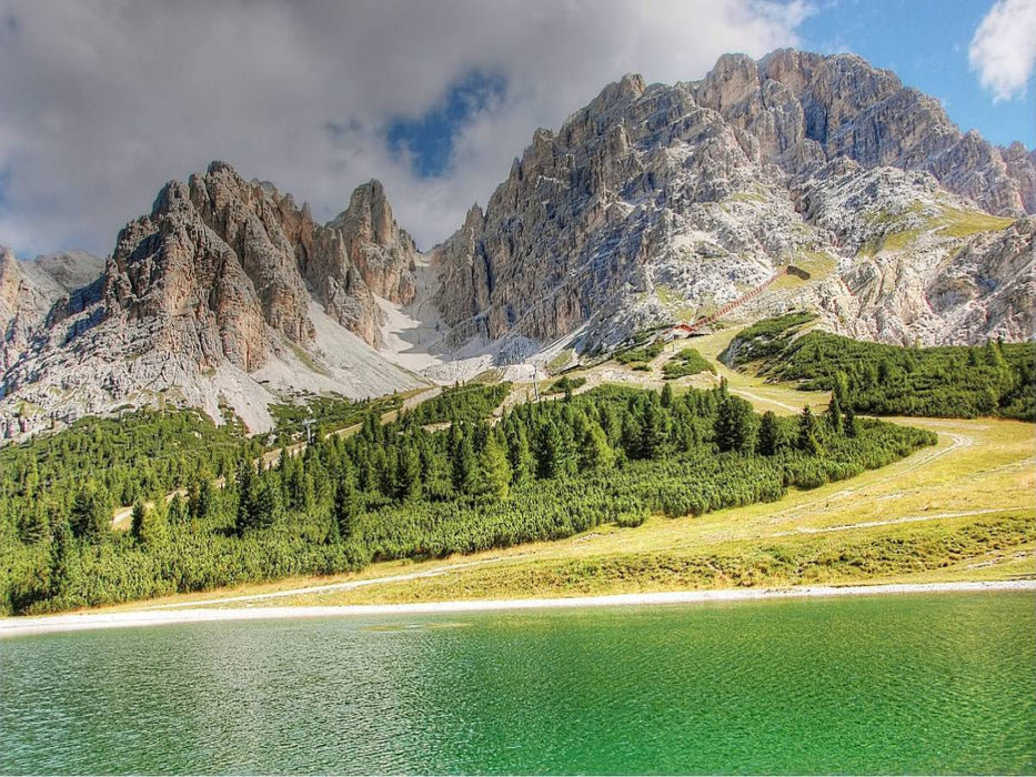 Almteich bei Cortina d Ampezzo mit Monte Cristallo - CALVENDO Foto-Puzzle'