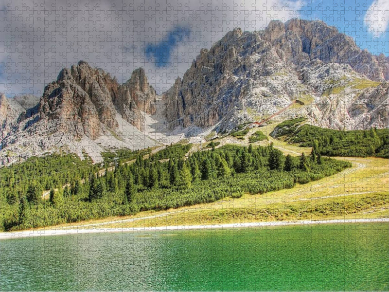 Almteich bei Cortina d Ampezzo mit Monte Cristallo - CALVENDO Foto-Puzzle'