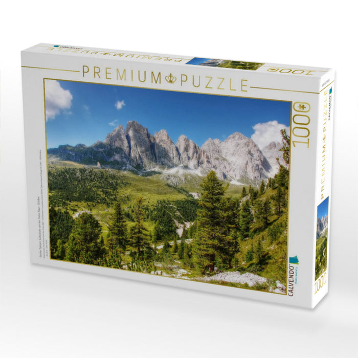 Geisler Spitzen Südwände von der Cisles Alpe - Gröden - CALVENDO Foto-Puzzle'