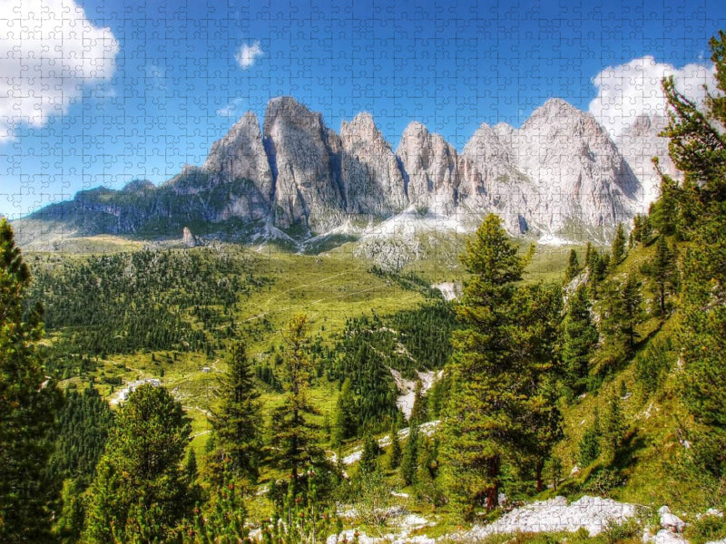Geisler Spitzen Südwände von der Cisles Alpe - Gröden - CALVENDO Foto-Puzzle'
