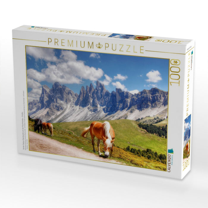Geisler Spitzen Nordwände von der Raschötzalpe - Gröden - CALVENDO Foto-Puzzle'