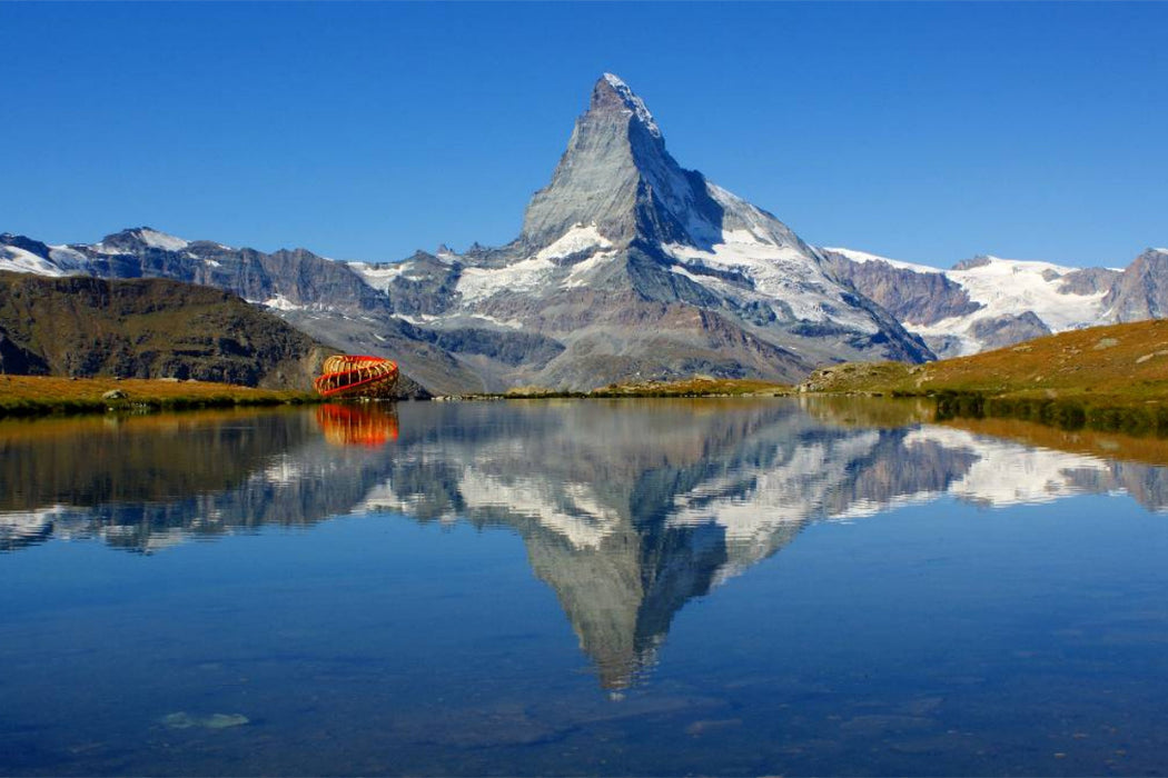 Premium Textil-Leinwand Spieglein, Spieglein....Das doppelte Matterhorn