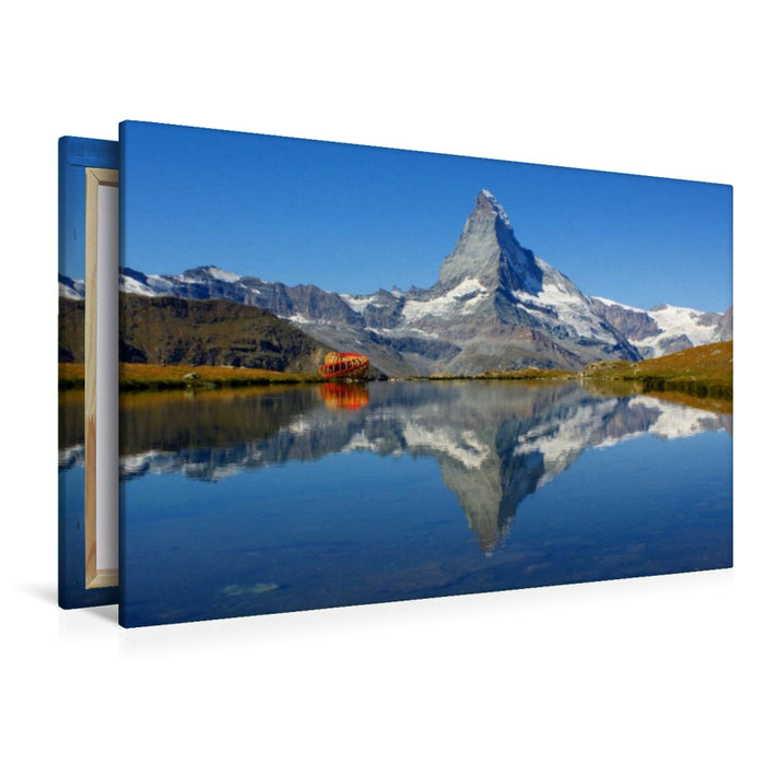 Premium Textil-Leinwand Spieglein, Spieglein....Das doppelte Matterhorn
