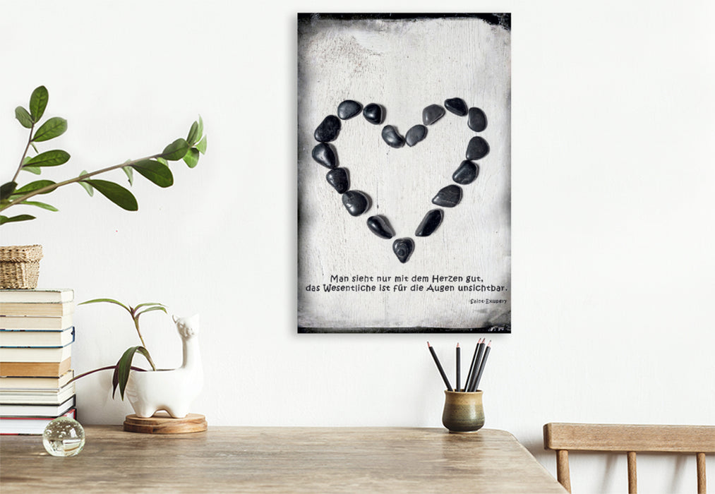 Toile textile premium Toile textile premium 80 cm x 120 cm de haut Un motif du calendrier L'Amour et Le Cœur 