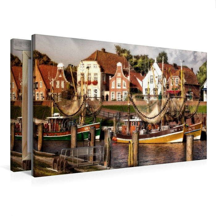 Premium Textil-Leinwand Der alte Hafen Greetsiel