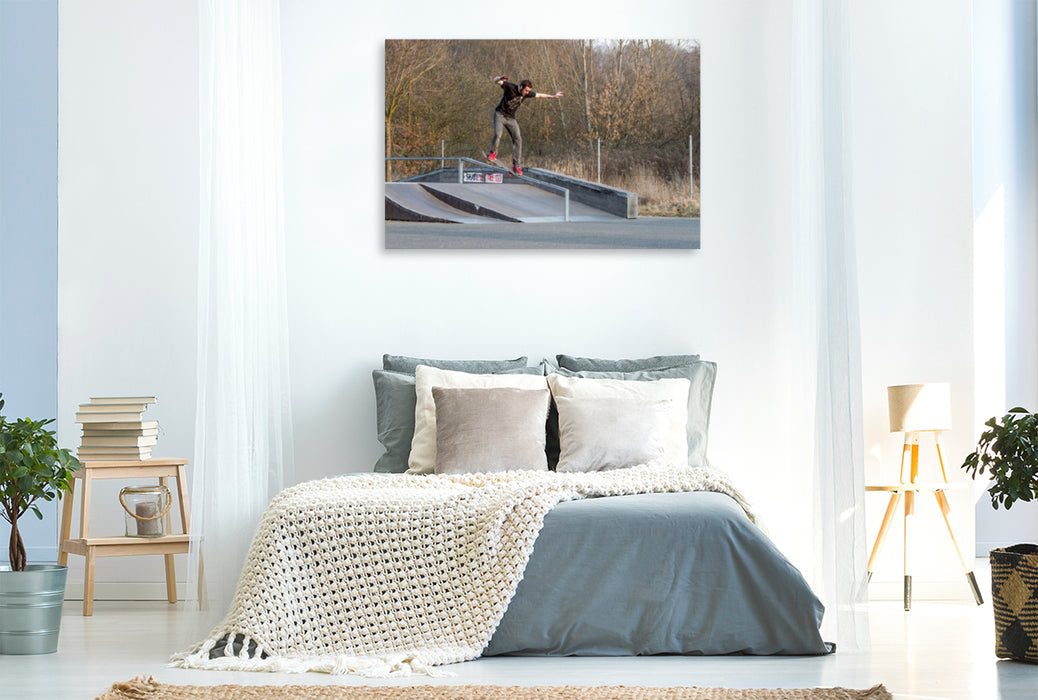Premium Textil-Leinwand Premium Textil-Leinwand 120 cm x 80 cm quer Skateboarding