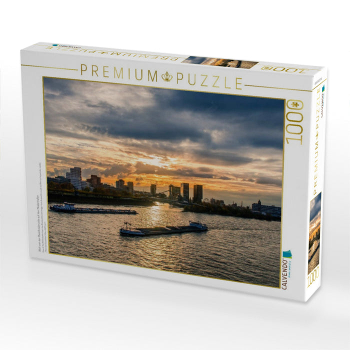Blick von der Rheinkniebrücke auf den Medienhafen - CALVENDO Foto-Puzzle'