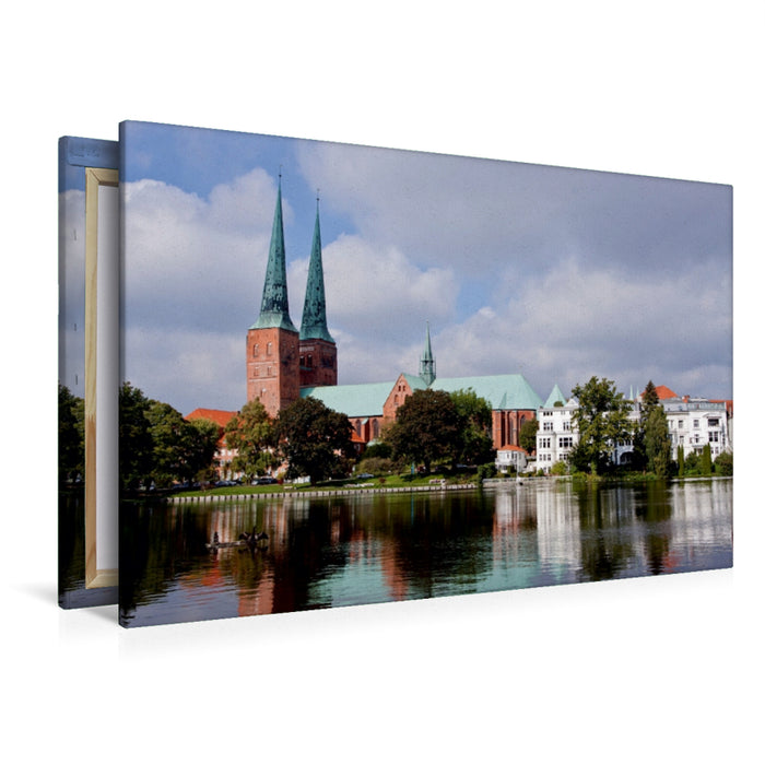 Premium Textil-Leinwand Mühlenteich