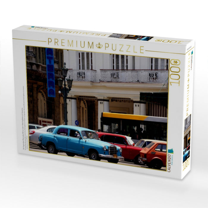 Der legendäre Mercedes 180 vor dem Hotel Inglaterra in Havanna - CALVENDO Foto-Puzzle'