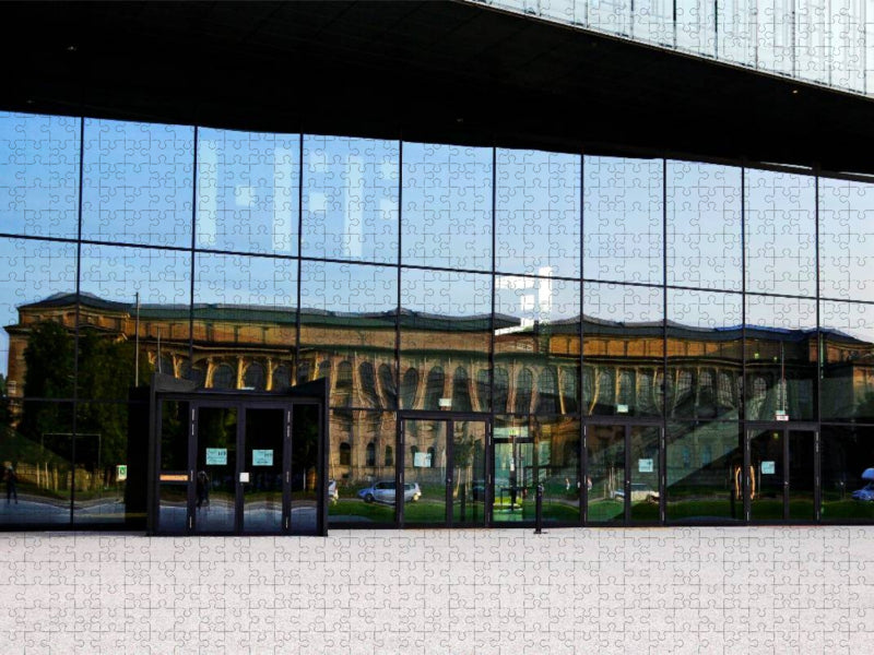 Spiegelung: Alte Pinakothek - CALVENDO Foto-Puzzle'