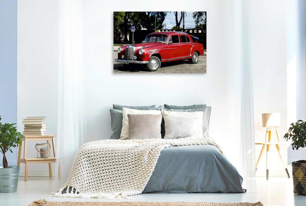 Premium Textil-Leinwand Premium Textil-Leinwand 120 cm x 80 cm quer Oldtimer Mercedes 180 in Havanna