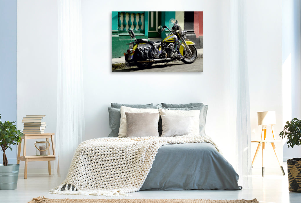 Premium Textil-Leinwand Premium Textil-Leinwand 120 cm x 80 cm quer Harley Davidson in Havanna