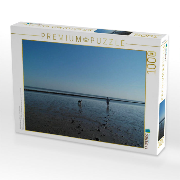 Wattspaziergang mit Hund an der Nordsee - CALVENDO Foto-Puzzle'