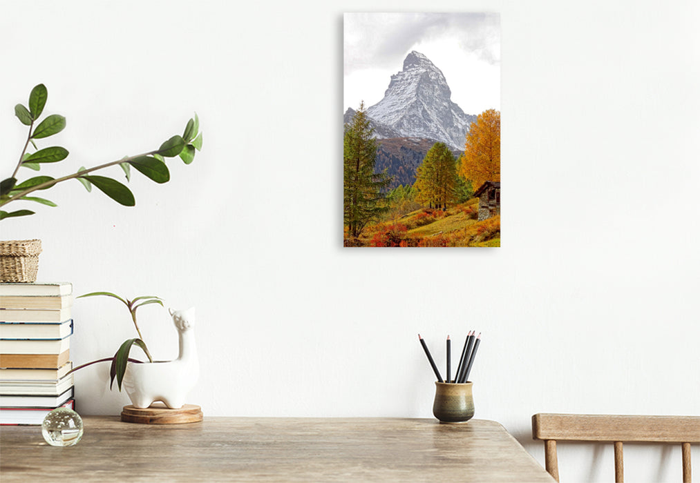 Premium Textil-Leinwand Premium Textil-Leinwand 80 cm x 120 cm  hoch Matterhorn im Herbst - Zermatt