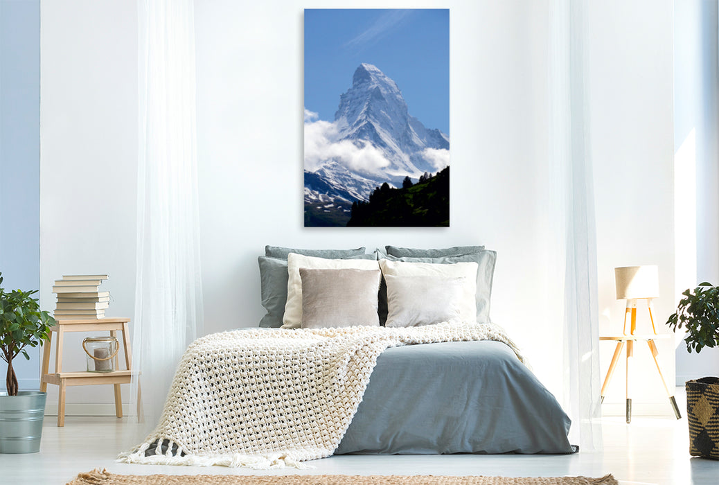Premium Textil-Leinwand Premium Textil-Leinwand 80 cm x 120 cm  hoch Wolkenstimmung am  Matterhorn - Zermatt