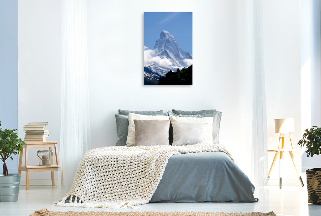 Premium Textil-Leinwand Premium Textil-Leinwand 80 cm x 120 cm  hoch Wolkenstimmung am  Matterhorn - Zermatt