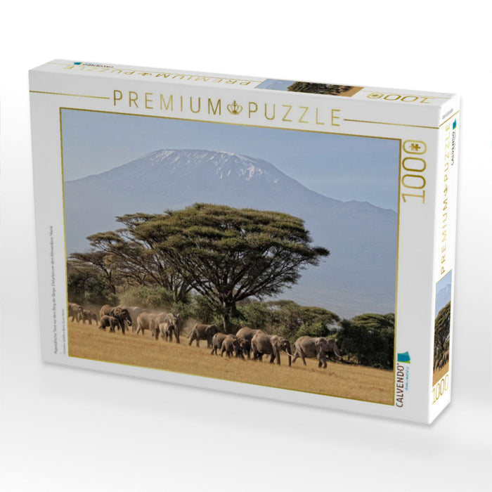 Majestätische Tiere vor dem Berg der Berge: Elefanten vor dem Kilimandjaro ! Kenia - CALVENDO Foto-Puzzle'
