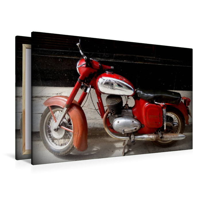 Premium Textil-Leinwand JAWA-Motorrad in Havanna