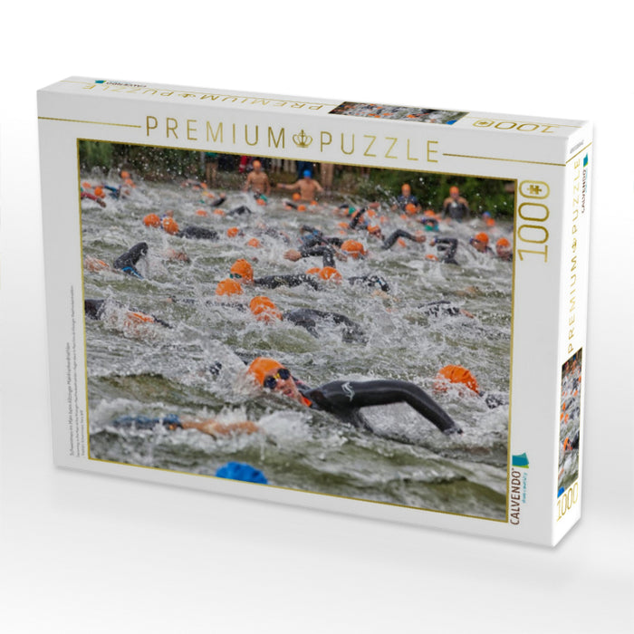 Schwimmen im Main beim Kitzinger Mainfrankentriathlon - CALVENDO Foto-Puzzle'