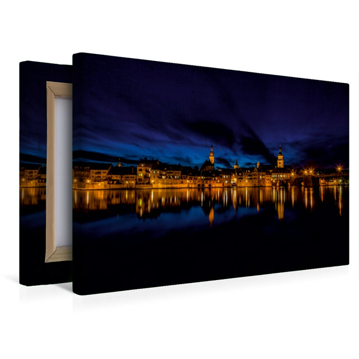 Premium Textil-Leinwand Kitzingen bei Nacht