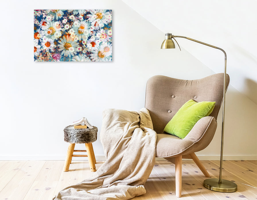 Premium Textil-Leinwand Gänseblümchen Sommertraum