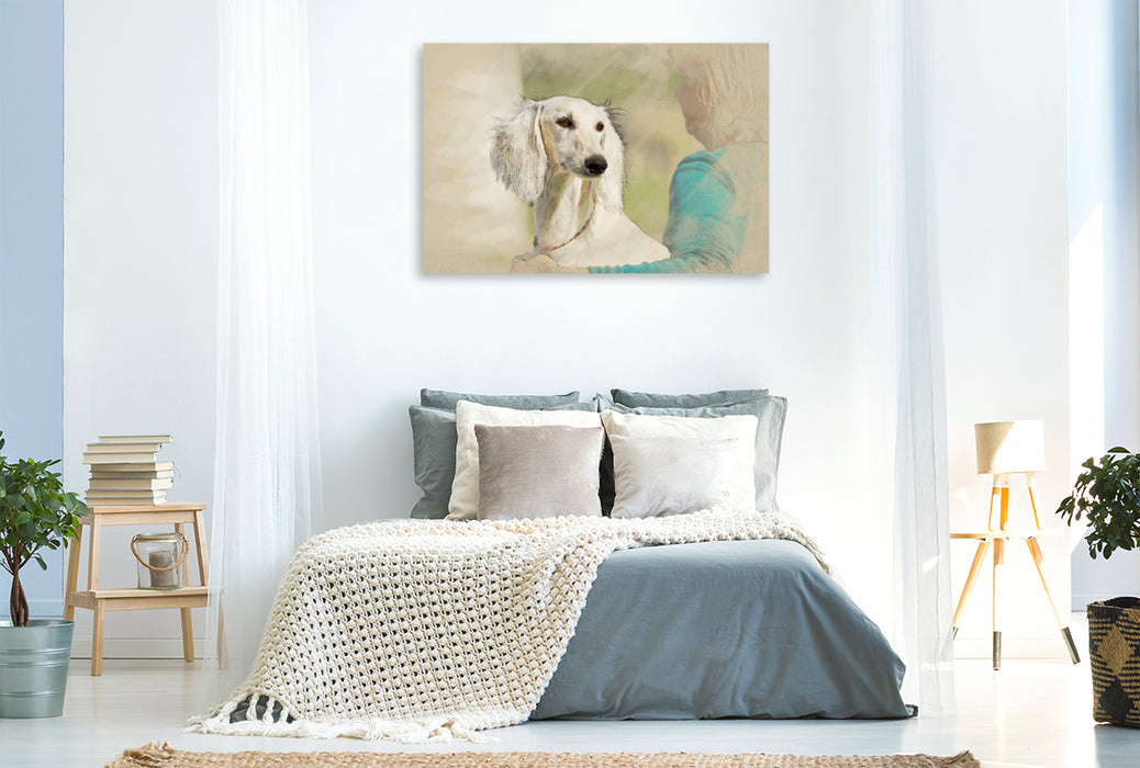 Premium Textil-Leinwand Premium Textil-Leinwand 120 cm x 80 cm quer Ein Motiv aus dem Kalender Saluki Portraits