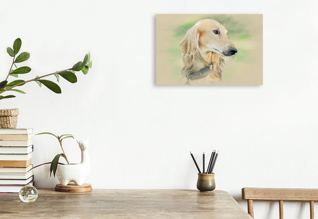 Premium Textil-Leinwand Premium Textil-Leinwand 120 cm x 80 cm quer Ein Motiv aus dem Kalender Saluki Portraits