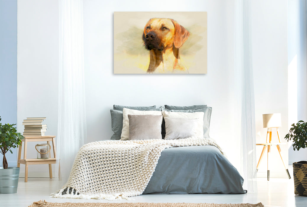 Toile textile haut de gamme Toile textile haut de gamme 120 cm x 80 cm paysage Un motif du calendrier Rhodesian Ridgeback 2017 