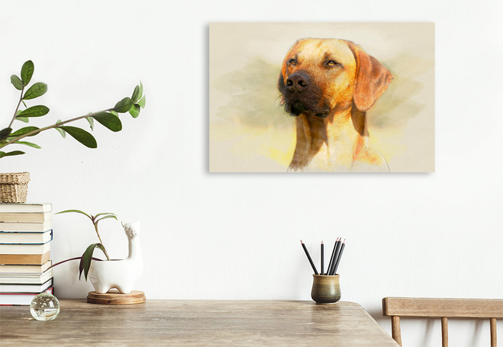 Premium Textil-Leinwand Premium Textil-Leinwand 120 cm x 80 cm quer Ein Motiv aus dem Kalender Rhodesian Ridgeback 2017