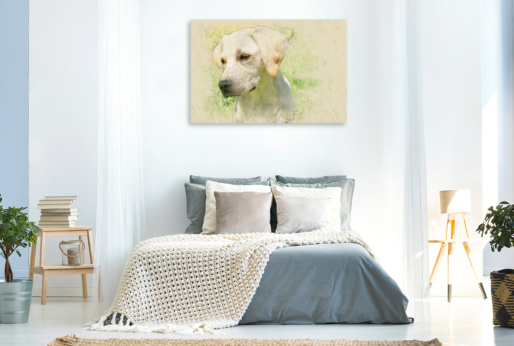 Premium Textil-Leinwand Premium Textil-Leinwand 120 cm x 80 cm quer Ein Motiv aus dem Kalender Labrador Retriever 2017