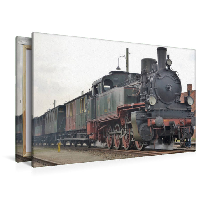 Premium Textil-Leinwand Dampf-Lok STETTIN 7906